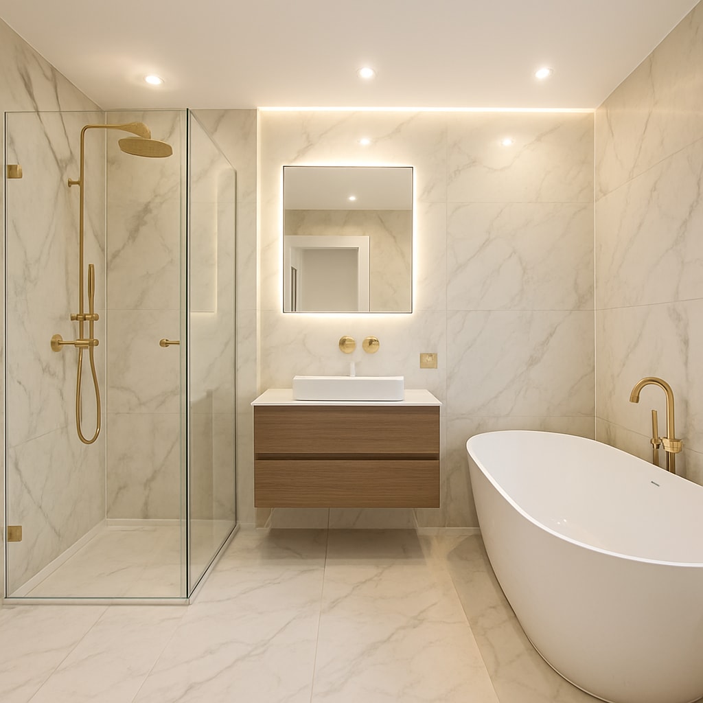 Luxurious modern bathroom after refurbishment